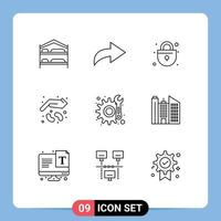 pacote de interface do usuário de 9 esboços básicos de elementos de design de vetores editáveis de sementes de equipamentos de compras de manutenção de edifícios