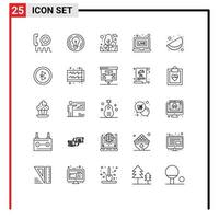 conjunto de 25 sinais de símbolos de ícones de interface do usuário modernos para matrhri notícias criativas acampamento ao vivo elementos de design de vetores editáveis