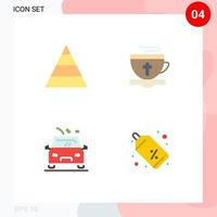 conjunto de 4 sinais de símbolos de ícones de interface do usuário modernos para chá de cascalho de carreira com desconto quente elementos de design de vetores editáveis