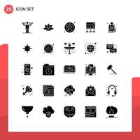 25 conceito de glifo sólido para sites móveis e aplicativos gráfico gráfico planta equipe de negócios elementos de design vetorial editáveis vetor