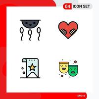 4 ícones criativos, sinais e símbolos modernos de bioquímica, laboratório favorito, classificação de amor, elementos de design de vetores editáveis