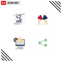 conjunto moderno de pictograma de 4 ícones planos de blog compras viagens gelo ecommerce elementos de design de vetores editáveis