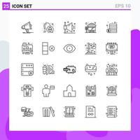 Pacote de linha de interface de usuário 25 de sinais e símbolos modernos de elementos de design de vetores editáveis de ovo de parada de dinheiro