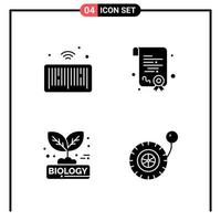 conjunto de 4 ícones de estilo sólido para símbolos de glifo da web e móveis para impressão de sinais de ícone sólido isolados no conjunto de 4 ícones de fundo branco vetor