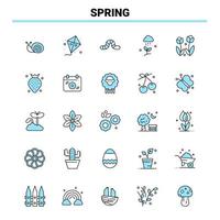 25 primavera ícone preto e azul conjunto de design de ícone criativo e modelo de logotipo vetor