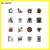conjunto de 16 sinais de símbolos de ícones de interface do usuário modernos para jar comemorar balões ideia de cerveja editáveis elementos de design de vetor criativo