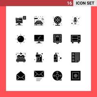 conjunto de 16 sinais de símbolos de ícones de interface do usuário modernos para gravação inteligente de voz de verão elementos de design de vetores editáveis de verão