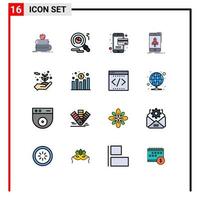 conjunto de 16 sinais de símbolos de ícones de interface do usuário modernos para cartão de telefone de ambiente jogos para celular elementos de design de vetores criativos editáveis