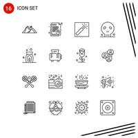 conjunto de 16 sinais de símbolos de ícones de interface do usuário modernos para elementos de design de vetor editável de retoque de cabeça de dados humanos de aroma