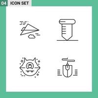 conjunto moderno de pictograma de 4 cores planas de linha preenchida de ferramentas de design de halloween de avião de papel elementos de design de vetores editáveis por computador