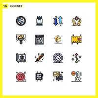 16 ícones criativos sinais modernos e símbolos de soluções de seta de pincel desenvolvimento elementos de design de vetores criativos editáveis