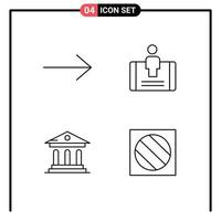 pacote de interface do usuário de 4 cores planas básicas de linha preenchida de elementos de design de vetores editáveis de edição de universidade de corte de flecha