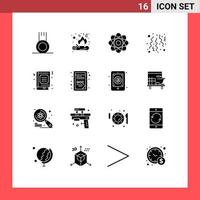 conjunto de 16 sinais de símbolos de ícones de interface do usuário modernos para festa de bioquímica de livro de estudo celebram elementos de design de vetores editáveis