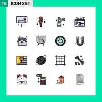 16 interface do usuário pacote de linhas preenchidas com cores planas de sinais e símbolos modernos de chamar o repórter de saldo data de nomeação editável elementos de design de vetores criativos