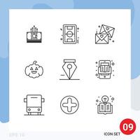 conjunto de 9 sinais de símbolos de ícones de interface do usuário modernos para excluir elementos de design de vetores editáveis de casamento americano