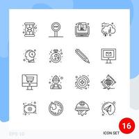 16 ícones criativos sinais modernos e símbolos de doação de fundos do programa humano do tempo elementos de design de vetores editáveis