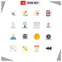 16 ícones criativos sinais modernos e símbolos de energia smartphone cabeça alvo ciência pacote editável de elementos de design de vetores criativos