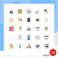 Pacote de cores planas de 25 interfaces de usuário de sinais e símbolos modernos de shats kiwi sync comida saudável elementos de design vetorial editáveis vetor