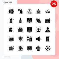 pacote vetorial de 25 ícones em pacote de glifos criativos de estilo sólido isolado em fundo branco para web e dispositivos móveis vetor