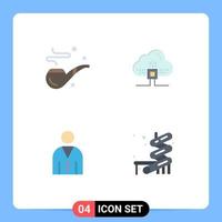 pacote de 4 ícones planos criativos de pais humanos de charuto nuvem pessoas elementos de design de vetores editáveis