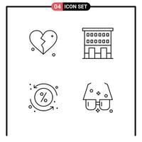 4 ícones criativos, sinais e símbolos modernos de custos de brokan, elementos de design de vetores editáveis por cento de varejo de casamento
