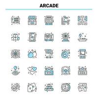 25 ícones de arcade preto e azul definem design de ícone criativo e modelo de logotipo vetor