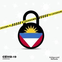 antígua e barbuda bloqueio modelo de conscientização de pandemia de coronavírus covid19 design de bloqueio vetor