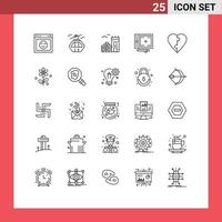 grupo de símbolos de ícone universal de 25 linhas modernas de desenho de casal escandinávia desenvolvimento codificação elementos de design de vetores editáveis
