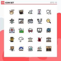 25 interface do usuário linha cheia pacote de cores planas de sinais e símbolos modernos de itens de início de telefone elementos de design de vetores editáveis de negócios de jogos