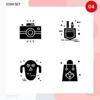 pacote vetorial de 4 ícones em pacote de glifos criativos de estilo sólido isolado em fundo branco para web e dispositivos móveis vetor