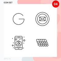 pacote vetorial de 4 ícones em pacote de contorno criativo de estilo de linha isolado em fundo branco para web e dispositivos móveis vetor