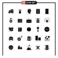 conjunto de 25 ícones de estilo sólido para símbolos de glifos da web e móveis para impressão de sinais de ícone sólido isolados no conjunto de 25 ícones de fundo branco vetor
