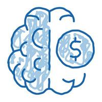 ícone de doodle de brainstorming de dinheiro ilustração desenhada à mão vetor