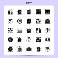 conjunto de ícones sólidos de 25 festas design de estilo de glifo vetorial conjunto de ícones pretos web e design de ideias de negócios móveis ilustração vetorial vetor
