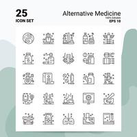 25 conjunto de ícones de medicina alternativa 100 eps editáveis 10 arquivos de conceito de logotipo de negócios ideias de design de ícone de linha vetor