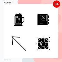 pacote vetorial de 4 ícones em pacote de glifos criativos de estilo sólido isolado em fundo branco para web e dispositivos móveis vetor