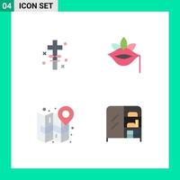 4 pacote de ícones planos de interface de usuário de sinais e símbolos modernos de elementos de design de vetores editáveis da marca de planta de páscoa da cidade cruzada