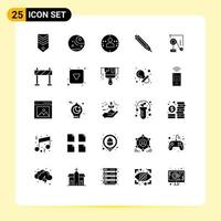 25 ícones criativos, sinais e símbolos modernos de educação, planeta, lápis, educação, elementos de design de vetores editáveis