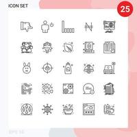 25 ícones criativos sinais e símbolos modernos de informações de conexão de conteúdo do site naira elementos de design de vetores editáveis