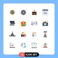 16 ícones criativos, sinais e símbolos modernos da caixa de entrada da página, pasta do navegador, pacote editável de elementos de design vetorial criativo vetor