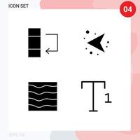 pacote de glifos sólidos de 4 símbolos universais de setas marítimas de coluna ondas esquerdas elementos de design vetorial editáveis vetor