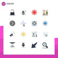 pacote de 16 sinais e símbolos modernos de cores planas para mídia impressa na web, como pacote editável de elementos de design de vetores criativos