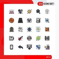 25 ícones criativos sinais e símbolos modernos de chapéu de lápis chapéu de formatura de dólar educação elementos de design de vetores editáveis