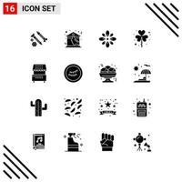 pacote de ícones de vetores de estoque de 16 sinais e símbolos de linha para elementos de design de vetores editáveis do telhado do dia de patrick holi diwali