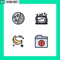 conjunto de 4 sinais de símbolos de ícones de interface do usuário modernos para elementos de design de vetores editáveis de noite de mercado de negócios cresent de condicionamento de cabelo