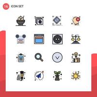 pacote de interface do usuário de 16 linhas básicas preenchidas de cores planas de elementos de design de vetor criativo editáveis de cabeça de marca de modelo de registro retrô