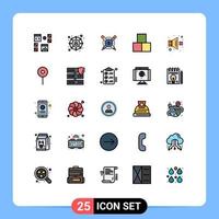 conjunto de 25 sinais de símbolos de ícones de interface do usuário modernos para blocos de construtores pagos de brinquedos sonoros elementos de design vetorial editáveis vetor