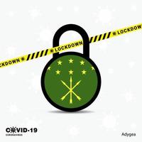 adygea lock down lock modelo de conscientização de pandemia de coronavírus covid19 design de bloqueio vetor