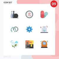 pacote de interface do usuário de 9 cores planas básicas de elementos de design de vetores editáveis de valor de engrenagem de ideia