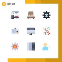pacote de interface de usuário de 9 cores planas básicas de programação de cartão de codificação de identificação de navegador elementos de design de vetores editáveis